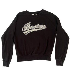 Black Boston Kids/Women's Crewneck Sweatshirt